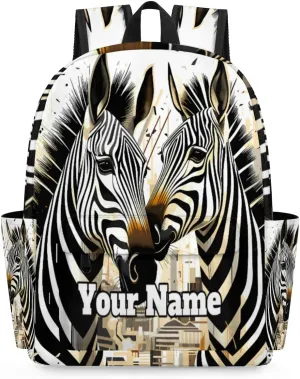 Personalized Zebra Preschool Toddler Backpack for Boys Girls Custom Kids Name Small Bookbags Kindergarten Elementary Backpack, Animals