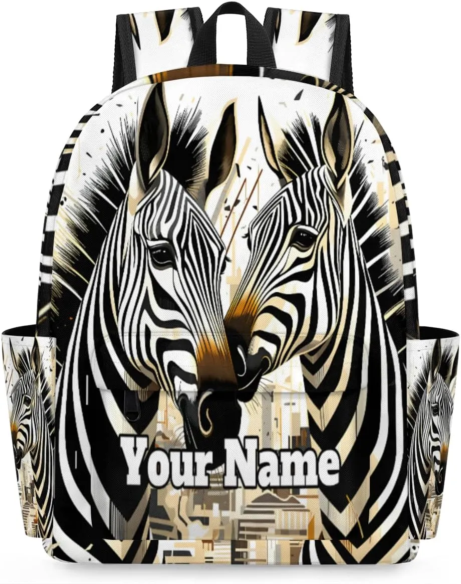 Personalized Zebra Preschool Toddler Backpack for Boys Girls Custom Kids Name Small Bookbags Kindergarten Elementary Backpack, Animals