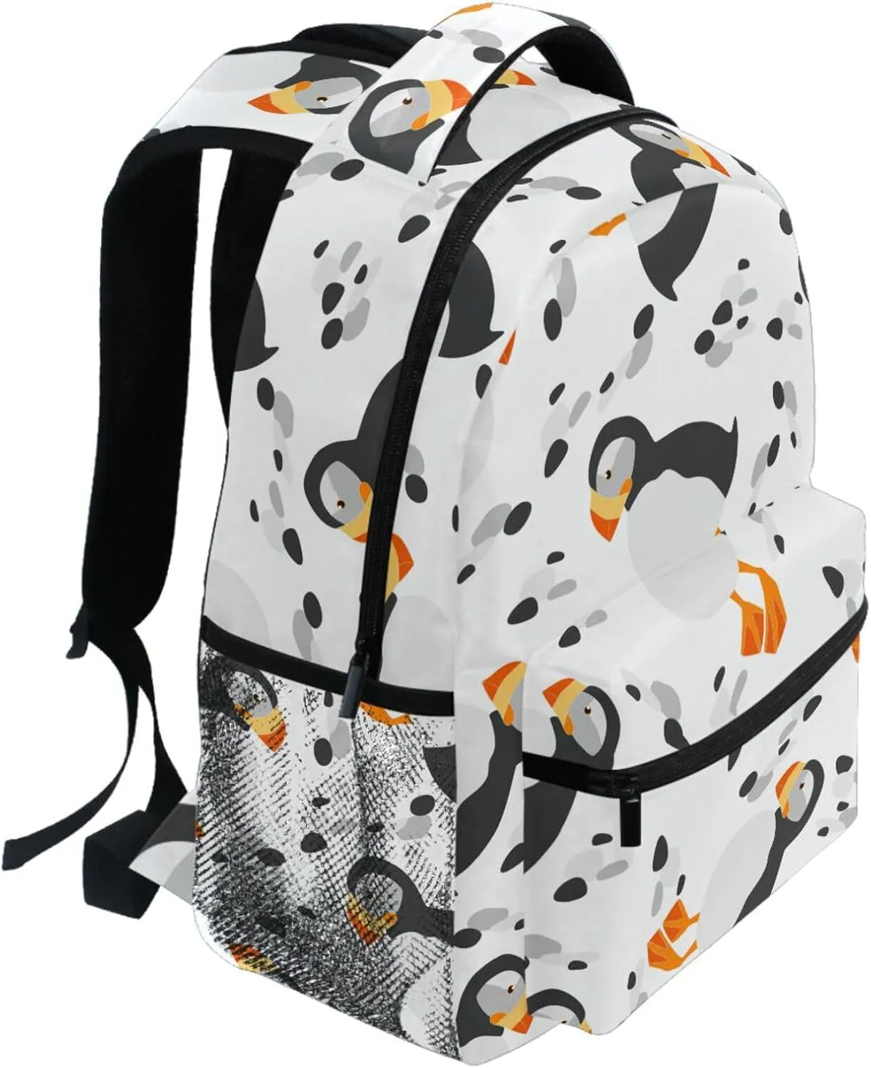 Pfrewn Kids Backpack for Girls Boys Cute Sea Birds Puffins Backpacks Lightweight School Bag 17"