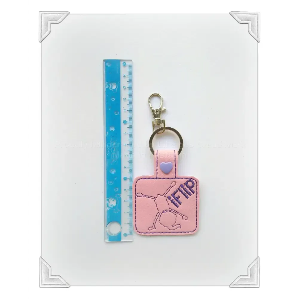 Pink gymnastic key fob, I flip keychain, gymnast gifts, bag charm, Australian seller