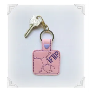 Pink gymnastic key fob, I flip keychain, gymnast gifts, bag charm, Australian seller