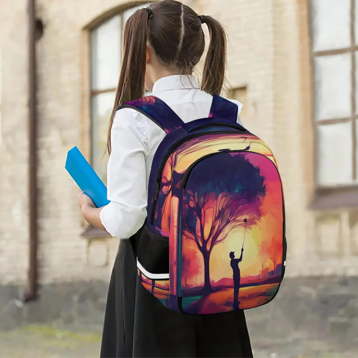 Playing Golf Travel Backpack Waterproof Laptop Shoulder Bag with Adjustable Strap Casual Hiking Gym Travel Daypack