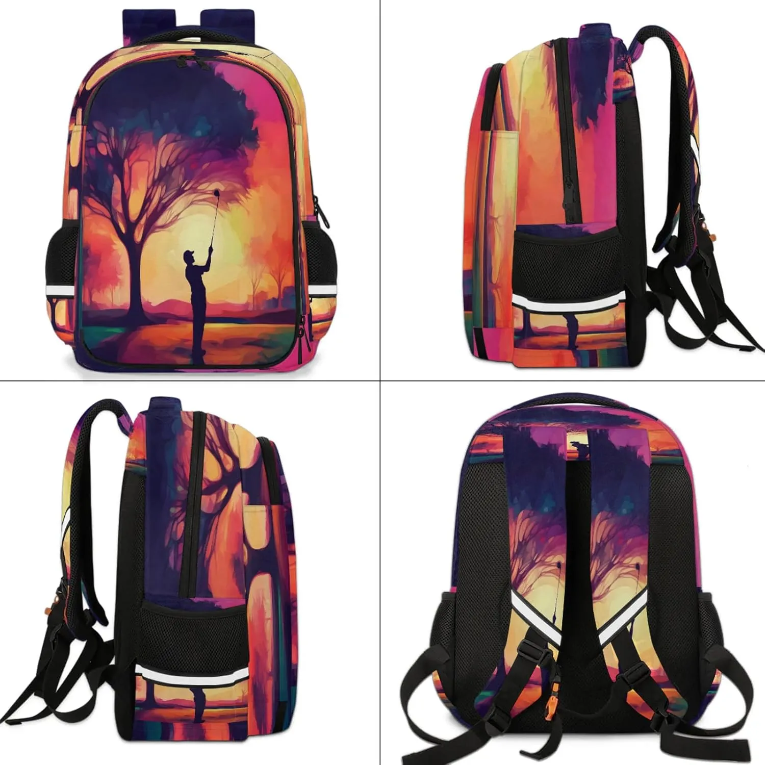 Playing Golf Travel Backpack Waterproof Laptop Shoulder Bag with Adjustable Strap Casual Hiking Gym Travel Daypack