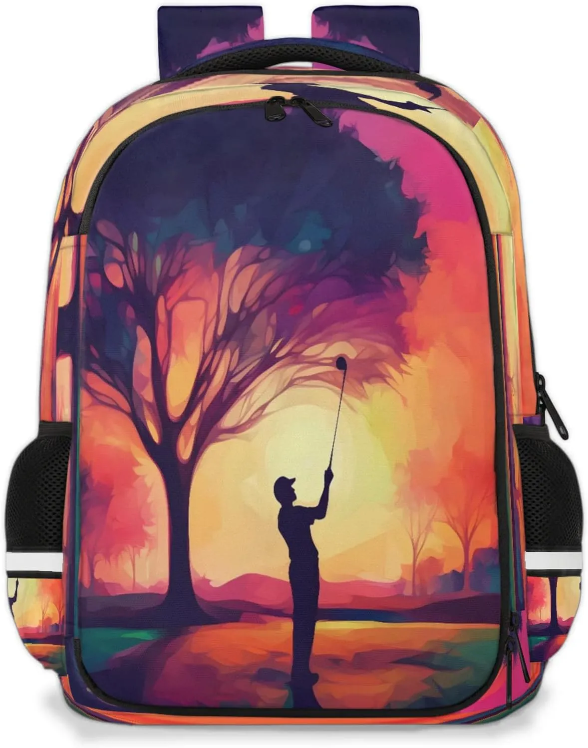 Playing Golf Travel Backpack Waterproof Laptop Shoulder Bag with Adjustable Strap Casual Hiking Gym Travel Daypack