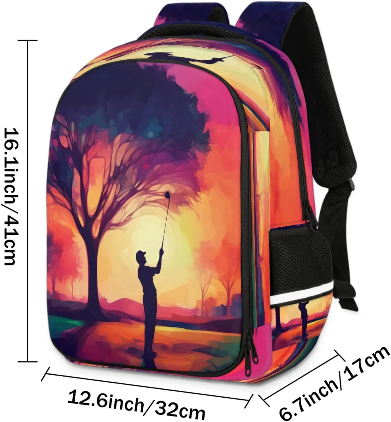 Playing Golf Travel Backpack Waterproof Laptop Shoulder Bag with Adjustable Strap Casual Hiking Gym Travel Daypack