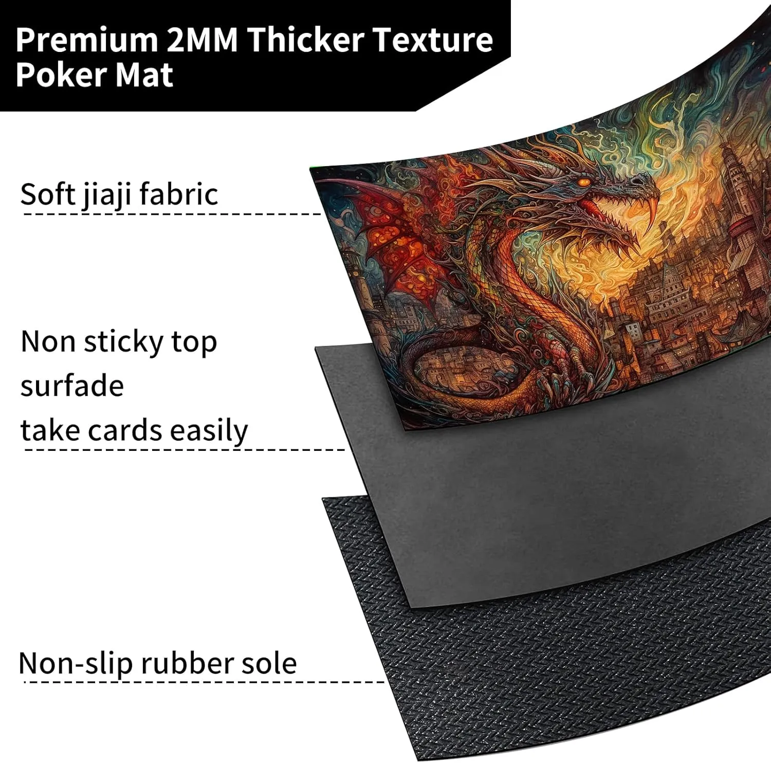 Playmat for MTG,Game Mat 24 x 14 inches, Non Slip Rubber Backing TCG and Board Game Mat for Cards,Mousepad Desk Mats-Dragon Castle