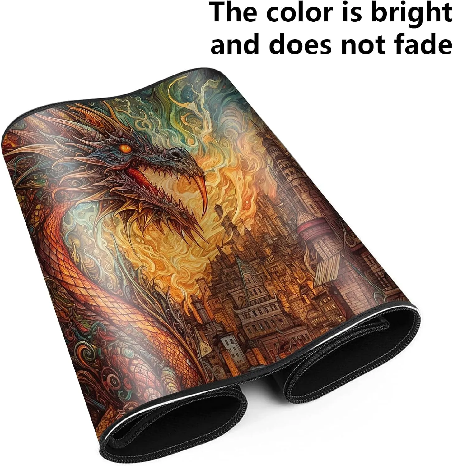 Playmat for MTG,Game Mat 24 x 14 inches, Non Slip Rubber Backing TCG and Board Game Mat for Cards,Mousepad Desk Mats-Dragon Castle