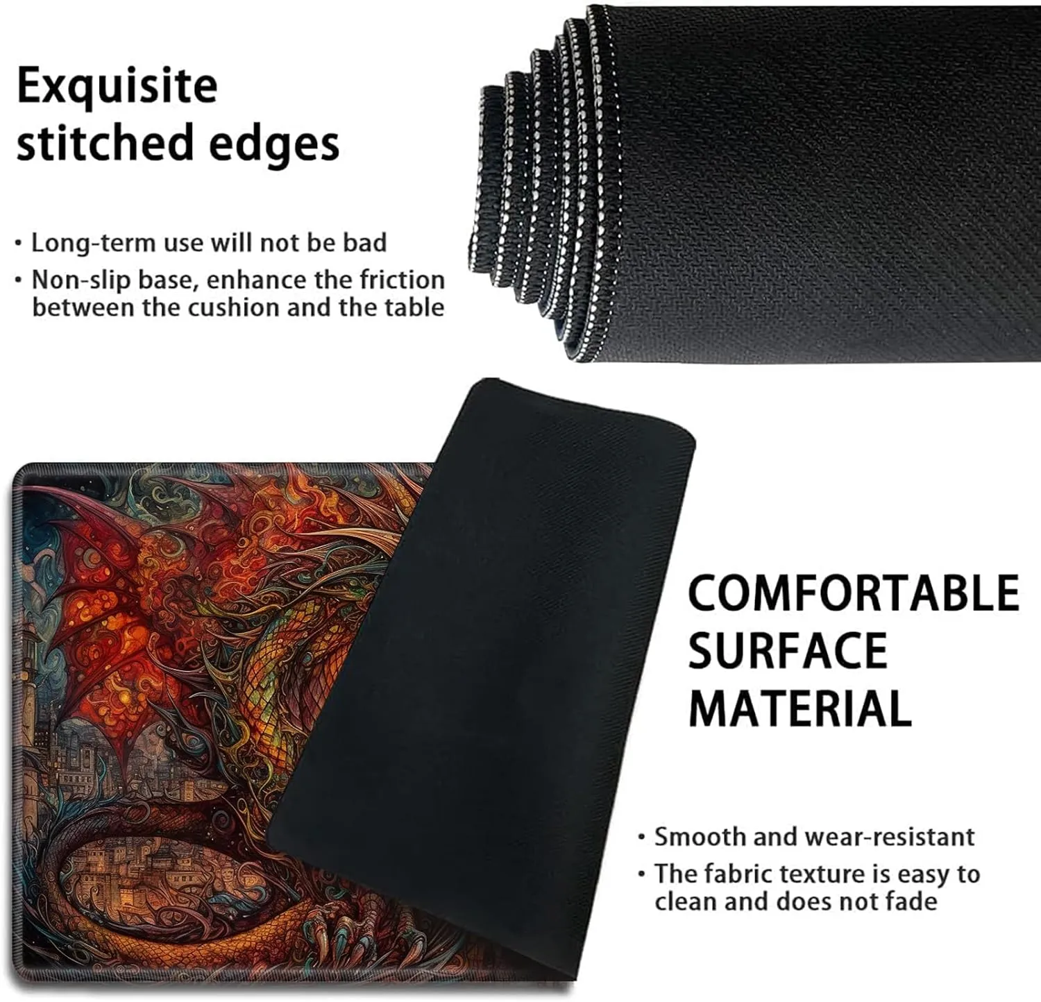 Playmat for MTG,Game Mat 24 x 14 inches, Non Slip Rubber Backing TCG and Board Game Mat for Cards,Mousepad Desk Mats-Dragon Castle