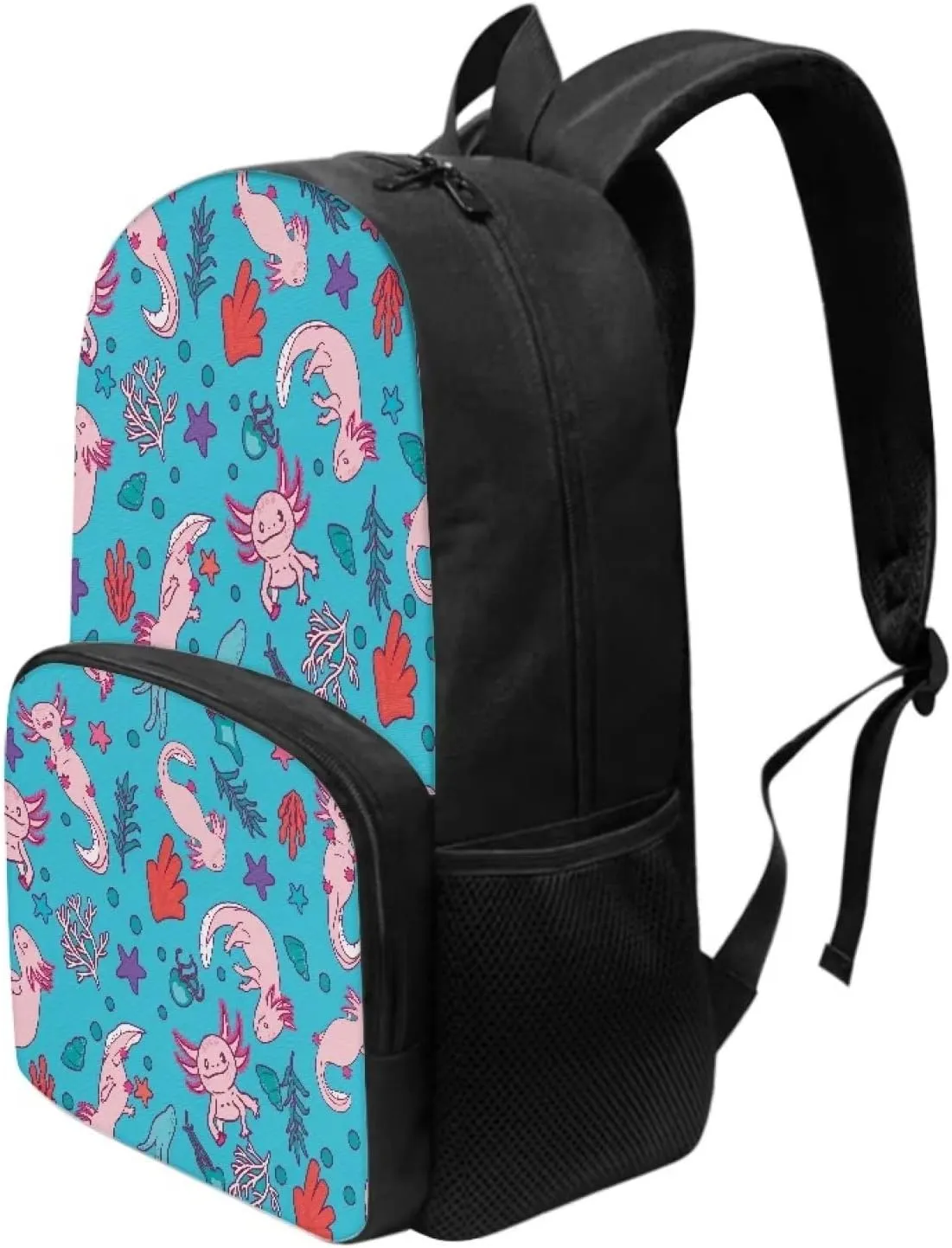 Poceacles Funny Axolotl Design Travel Laptop Casual Backpack Water Resistant Anti-Theft Bag 17 Inch Computer Business Backpacks for Women Men College School