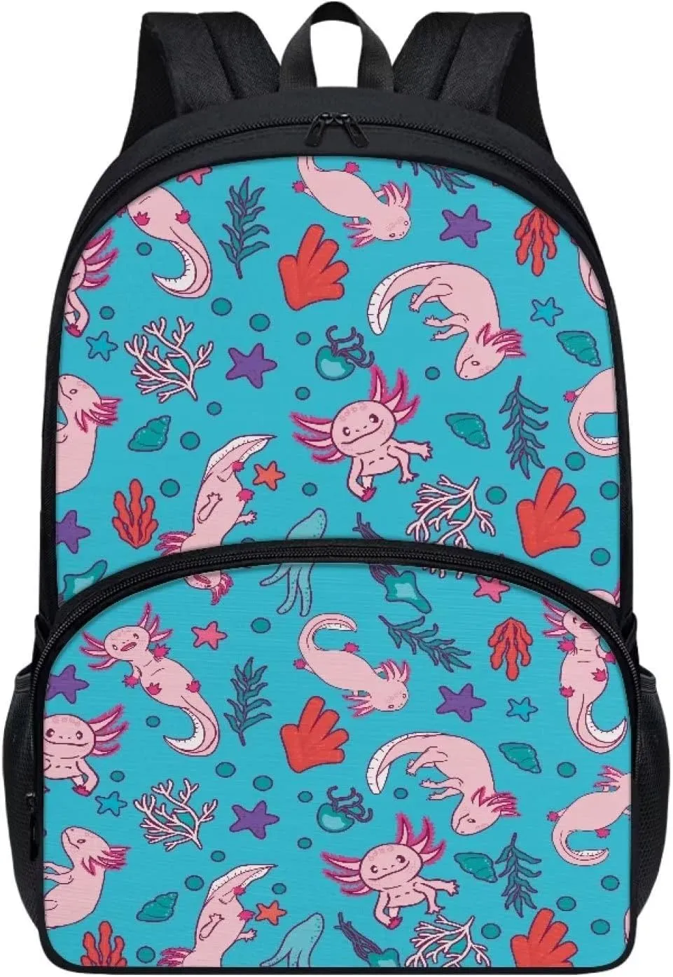 Poceacles Funny Axolotl Design Travel Laptop Casual Backpack Water Resistant Anti-Theft Bag 17 Inch Computer Business Backpacks for Women Men College School
