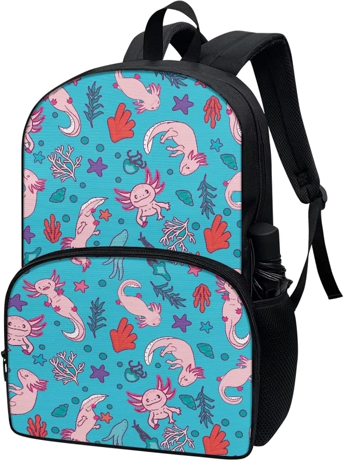 Poceacles Funny Axolotl Design Travel Laptop Casual Backpack Water Resistant Anti-Theft Bag 17 Inch Computer Business Backpacks for Women Men College School