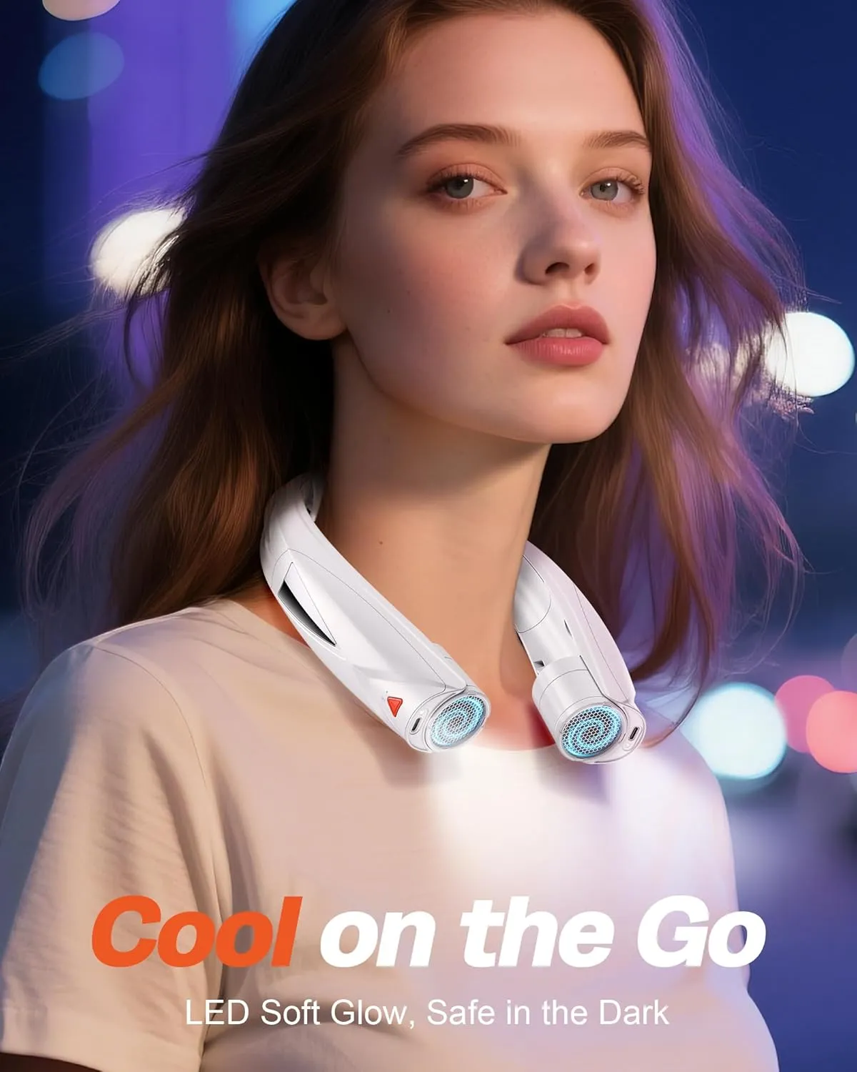 Portable Neck Fan - with LED Book Light, 6-20 Hrs Long Battery, 6-Speed Adjustable, USB-C Rechargeable, Ultra Quiet, Hands-Free Personal Cooling for Men Women Outdoor Indoor