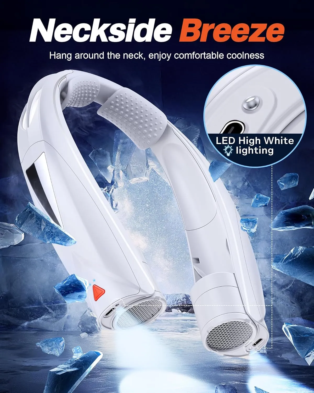 Portable Neck Fan - with LED Book Light, 6-20 Hrs Long Battery, 6-Speed Adjustable, USB-C Rechargeable, Ultra Quiet, Hands-Free Personal Cooling for Men Women Outdoor Indoor