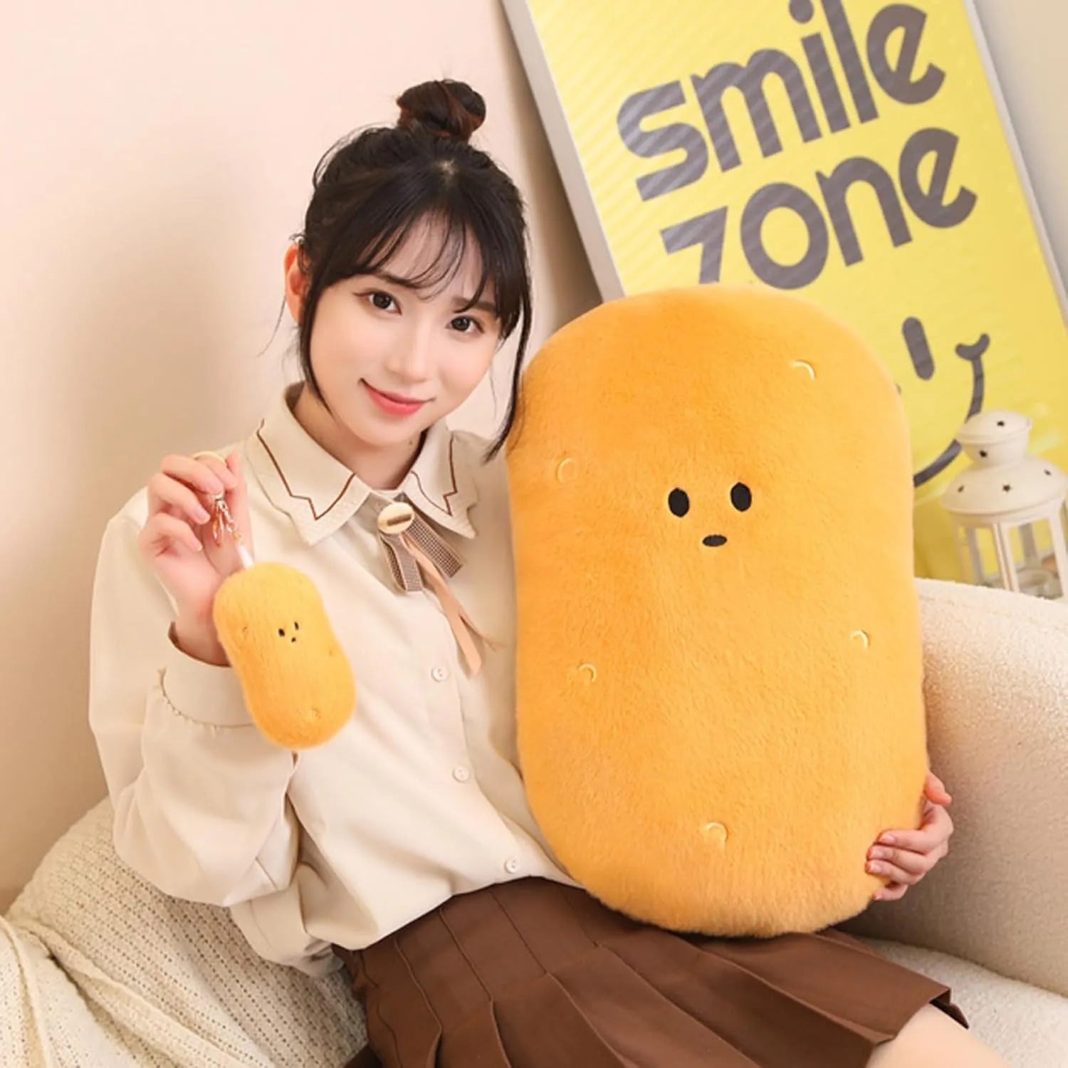 Potato Plush, Kawaii Stuffed Potato Pillow Soft Realistic Potato Plushie Toy Funny Food Plush Pillows Gift for Home Decor Party, 21.6 inch