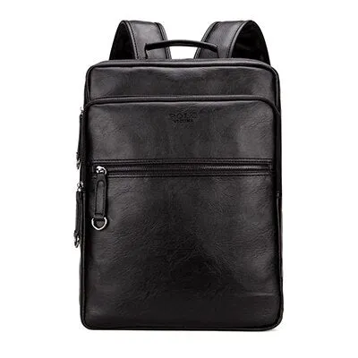 Preppy Style Leather School Backpack