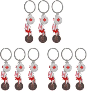 PRETYZOOM 9 PCS Canada Keychain Leaf Keychain Key Ring Hoop Bag Keychain National Flag Keychain Purse Bag Pendent Purse Keychain Canada Flag Key Ring Keychain