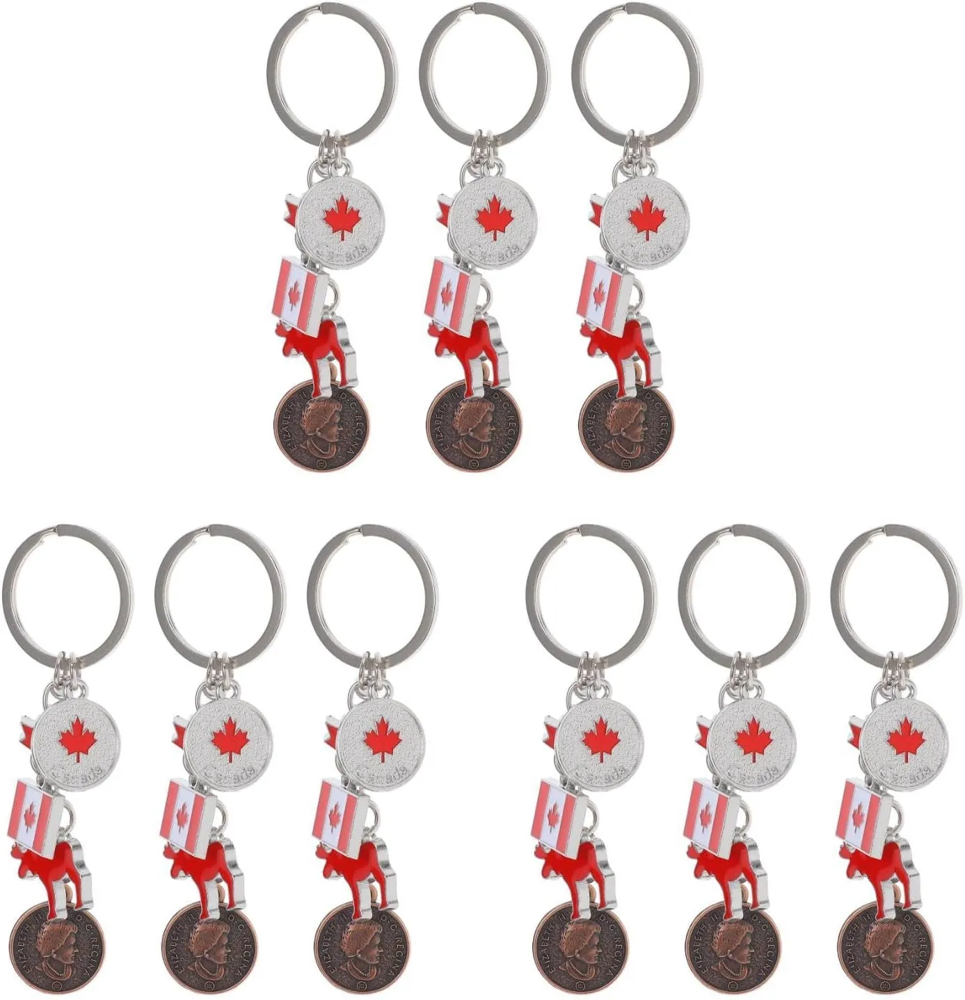 PRETYZOOM 9 PCS Canada Keychain Leaf Keychain Key Ring Hoop Bag Keychain National Flag Keychain Purse Bag Pendent Purse Keychain Canada Flag Key Ring Keychain