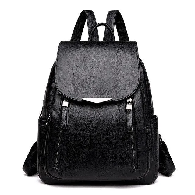 Pu Leather Backpack Women Black 2019 New Women Backpack female Solid Bagpack Ladies Backbag Back Pack red