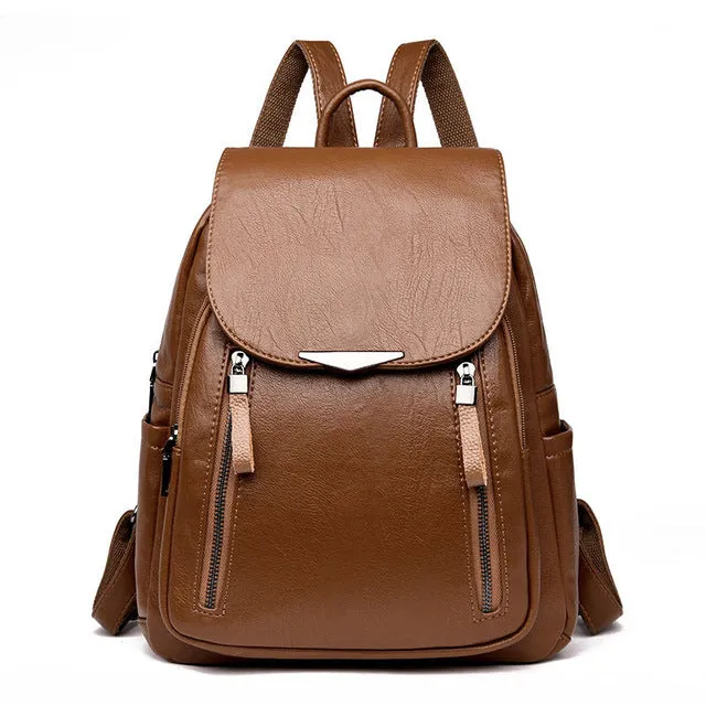 Pu Leather Backpack Women Black 2019 New Women Backpack female Solid Bagpack Ladies Backbag Back Pack red