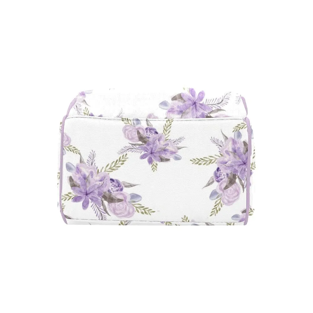 Purple Flower Diaper Bags Backpack with Name Personalized Nursing Nappy Bag Travel Tote Bag Gifts