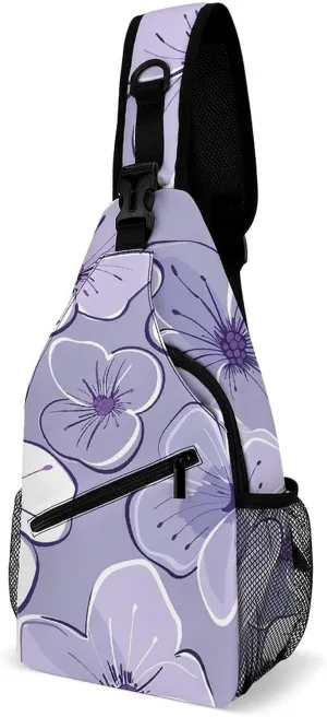 Purple Love Pattern Sling Bag Lightweight Crossbody Chest Pack Travel Shoulder Bag with Adjustable Strap
