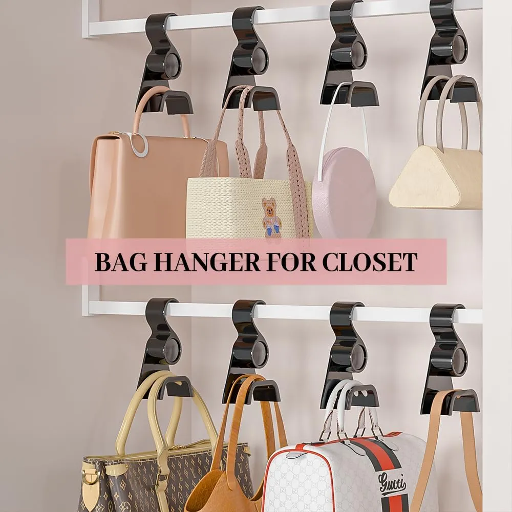Purse Hanger for Closet 6Pcs New Luxury Acrylic Purse Bag Hanger Closet, Handbag Organizer Hooks for Hanging Bags & Purses, Protecting Bag Shape & Organizing Space (Black, 6 Pack)