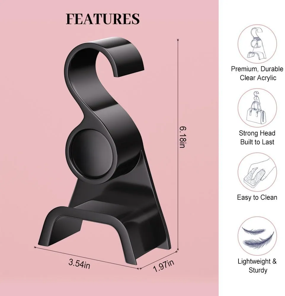 Purse Hanger for Closet 6Pcs New Luxury Acrylic Purse Bag Hanger Closet, Handbag Organizer Hooks for Hanging Bags & Purses, Protecting Bag Shape & Organizing Space (Black, 6 Pack)