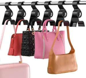 Purse Hanger for Closet 6Pcs New Luxury Acrylic Purse Bag Hanger Closet, Handbag Organizer Hooks for Hanging Bags & Purses, Protecting Bag Shape & Organizing Space (Black, 6 Pack)
