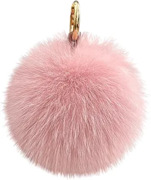 Queenbox 4.3in Faux Fur Pompom Keychain, Cute Pom Pom Ball Key Ring for Purse Handbag Bag Car Key Pendant, Pink