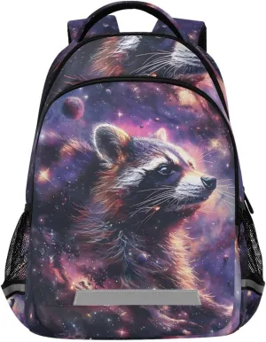 Raccoon Nebula Galaxy School Backpack for boys girls Bookbag for College Travel Backpacks with Laptop Compartment