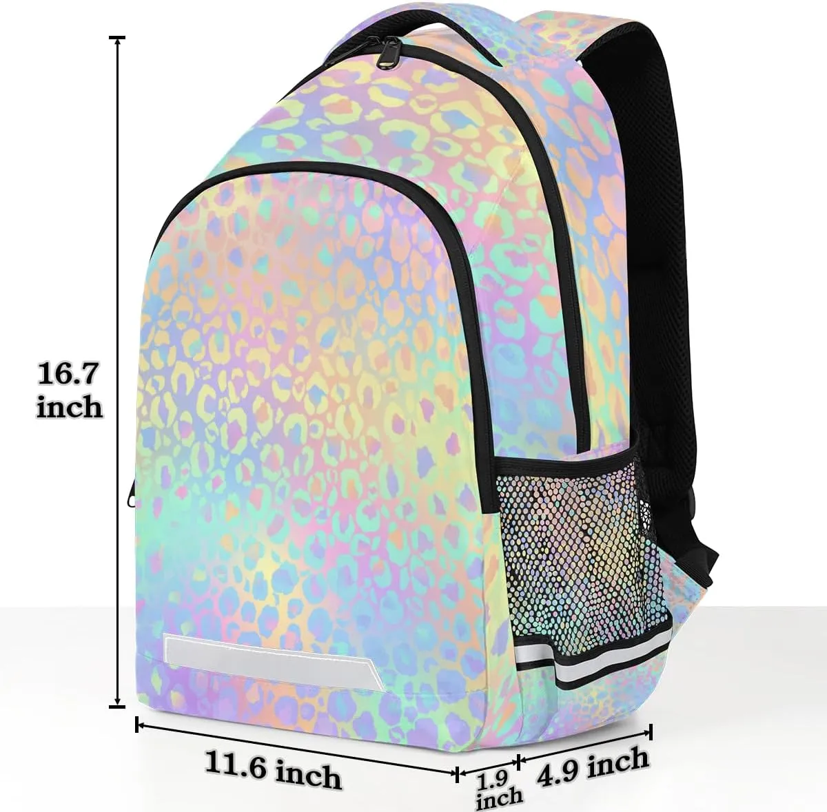 Rainbow Leopard Backpack for Boys Girls Kids School Bag Bookbag, Fashion Leopard Print Women Men Casual Daypack Students College Laptop Backpack Travel Bags