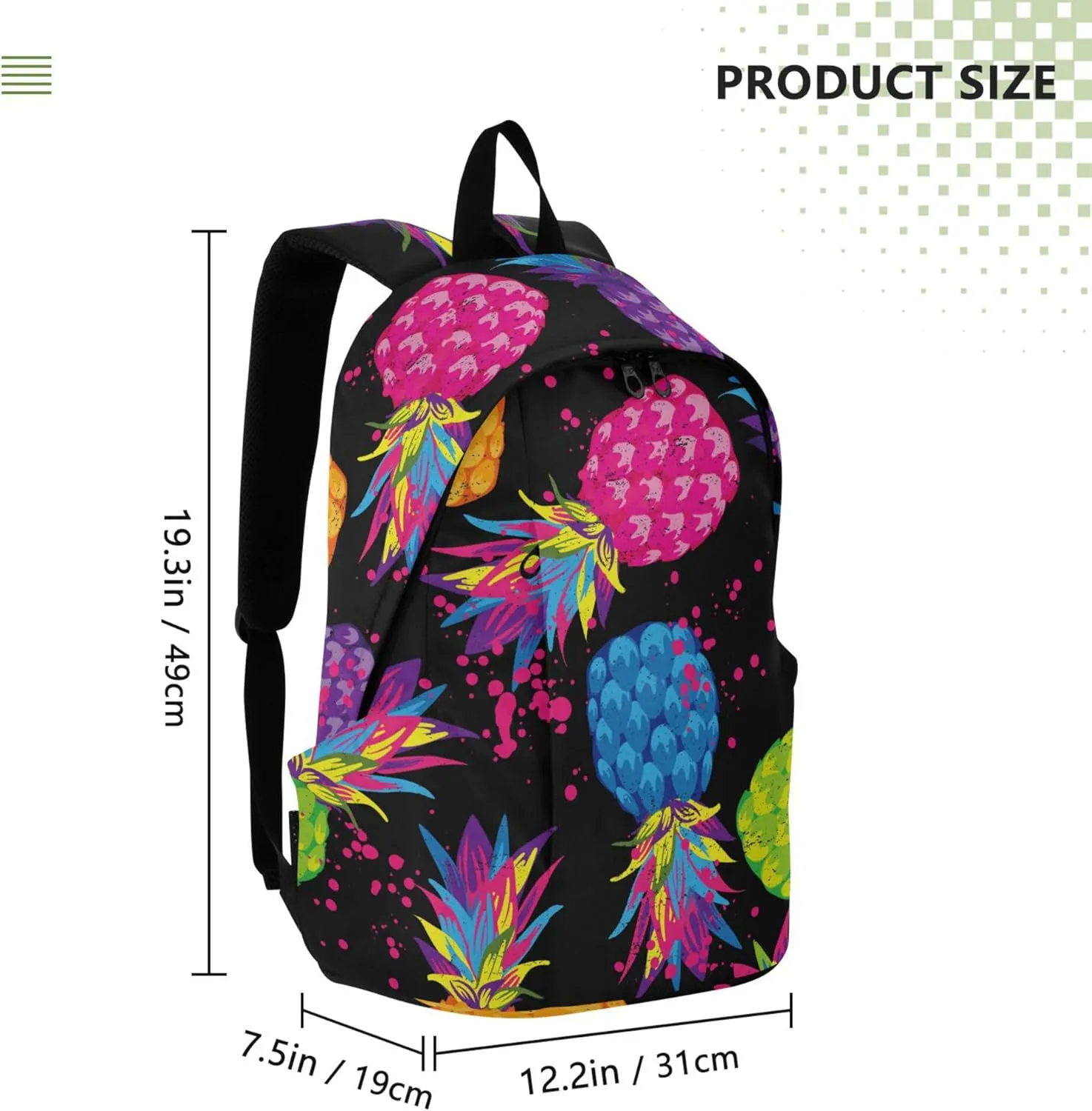 Rainbow Pineapple Fruit Laptop Backpack Travel Hiking Camping Work Computer Back Packs Book Bags for Women Men