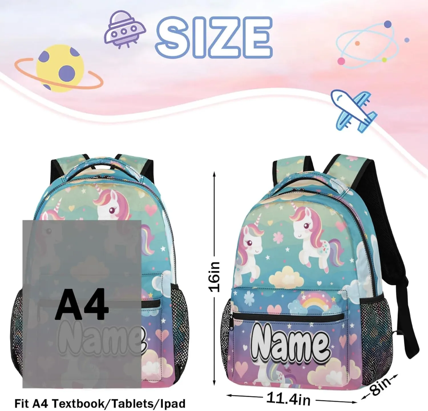 Rainbow Unicorns Large Backpack Fashion Travel Backpacks for Business Women Men Casual Laptop Bag Waterproof Lightweight Shoulder Bags 16in