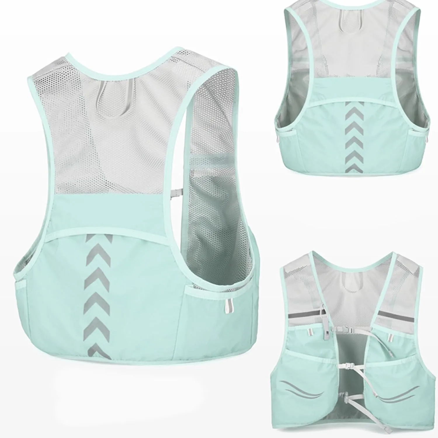 Reflective Running Vest Water Bladder Pack With Phone Holder Adjustable Light Weight Running Backpacks For Men Women