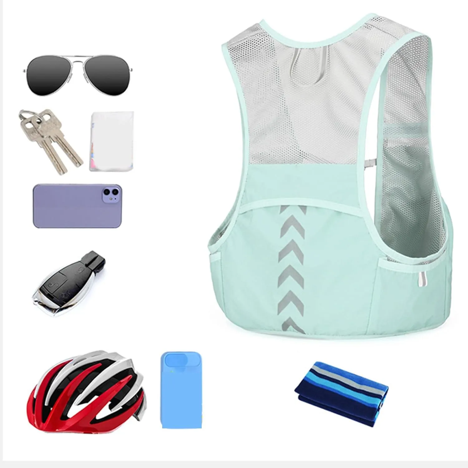Reflective Running Vest Water Bladder Pack With Phone Holder Adjustable Light Weight Running Backpacks For Men Women