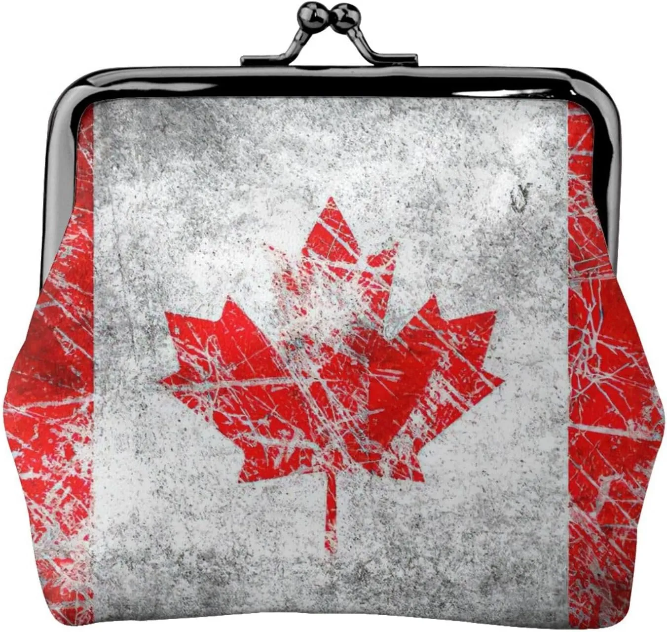 Retro Canada Flag Print Coin Purse Cell Phone Pouch Clasp Wallet Handbags Buckle Kiss Lock Key Women Bag
