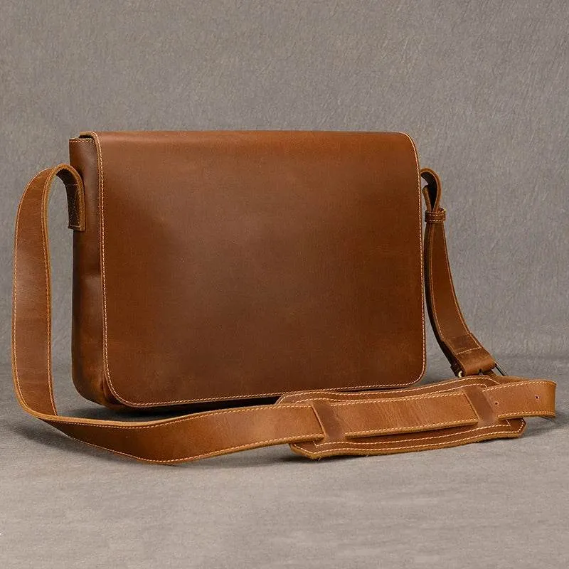 Retro Genuine Leather Laptop Shoulder Bag Business Messenger Bag