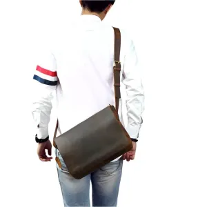 Retro Genuine Leather Laptop Shoulder Bag Business Messenger Bag