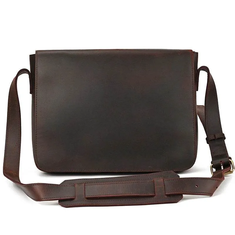 Retro Genuine Leather Laptop Shoulder Bag Business Messenger Bag
