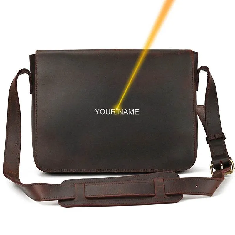 Retro Genuine Leather Laptop Shoulder Bag Business Messenger Bag