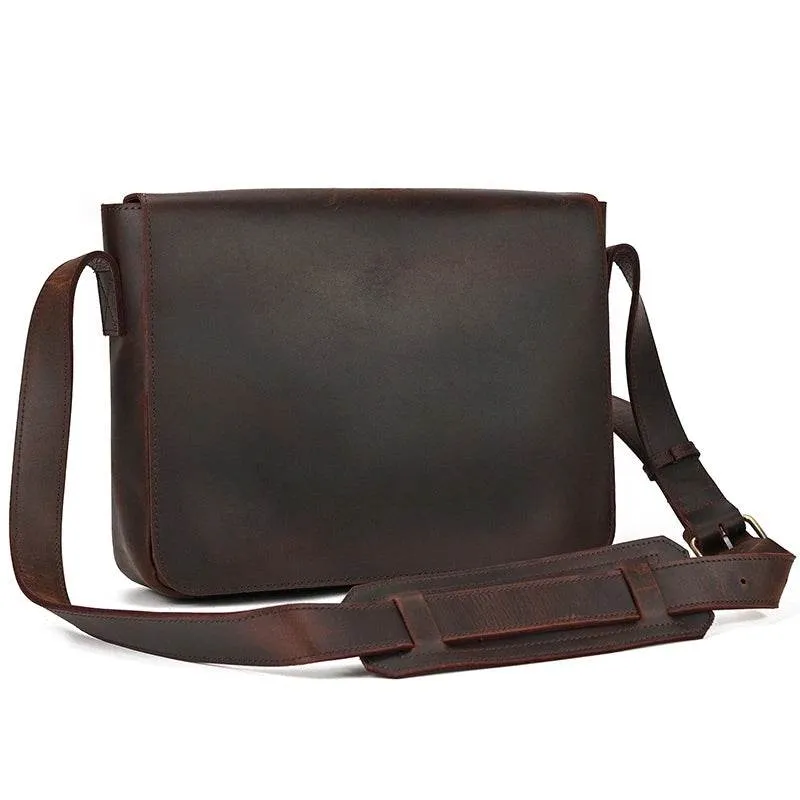 Retro Genuine Leather Laptop Shoulder Bag Business Messenger Bag