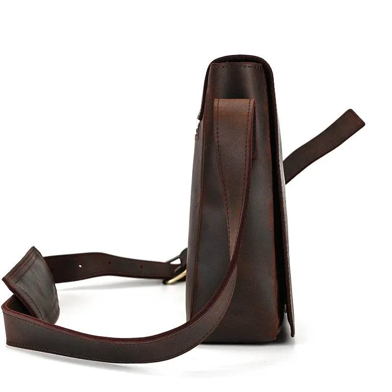 Retro Genuine Leather Laptop Shoulder Bag Business Messenger Bag