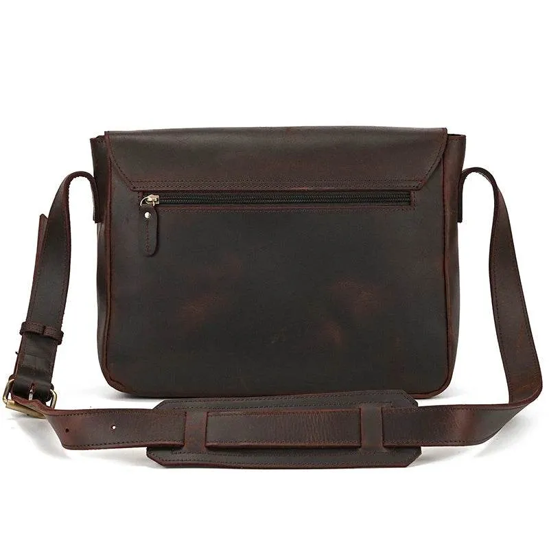 Retro Genuine Leather Laptop Shoulder Bag Business Messenger Bag