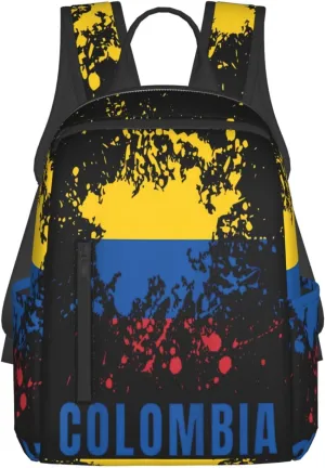 Retro Vintage Colombia Watercolor Sport Colombian Flag Casual Backpacks Large Capacity Laptop Backpack Sports Fitness Rucksack Travel Carry-On Daypack Work Bag for Outdoor Camping