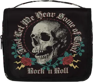 Rock In Roll Skull Toiletry Bag with Hanging Hook Travel Organizer Makeup Bag for Women Waterproof Accessories Toiletries Travel Essentials Personalized Birthday Valentines Day Gifts