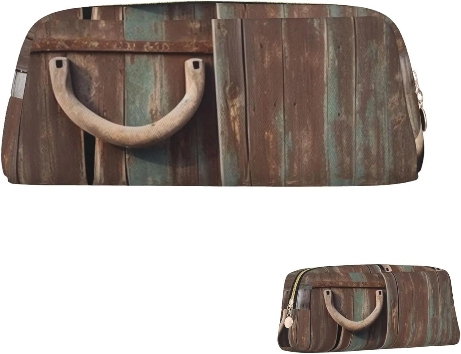 Rustic Horseshoe Barn Wooden Makeup Bag for Women Men Pencil Pouch Travel Small Cosmetic Bag Zippered Toiletry Bags Aesthetic Pen Bags Trendy Storage Bags Leather Coin Pouch Purse