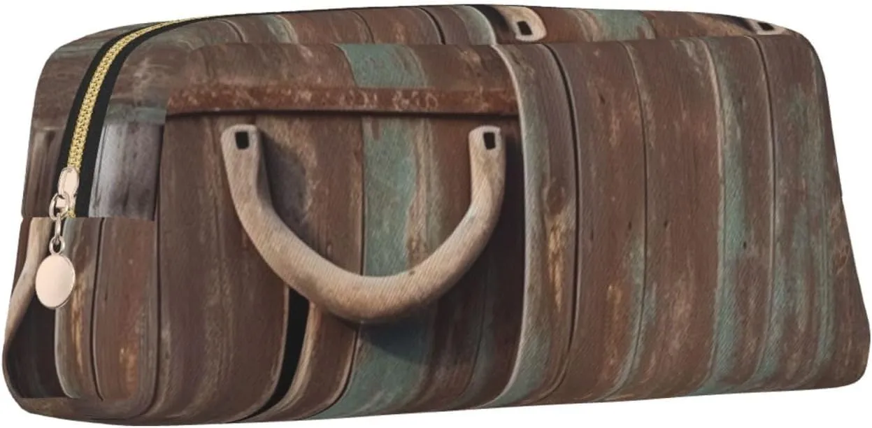 Rustic Horseshoe Barn Wooden Makeup Bag for Women Men Pencil Pouch Travel Small Cosmetic Bag Zippered Toiletry Bags Aesthetic Pen Bags Trendy Storage Bags Leather Coin Pouch Purse