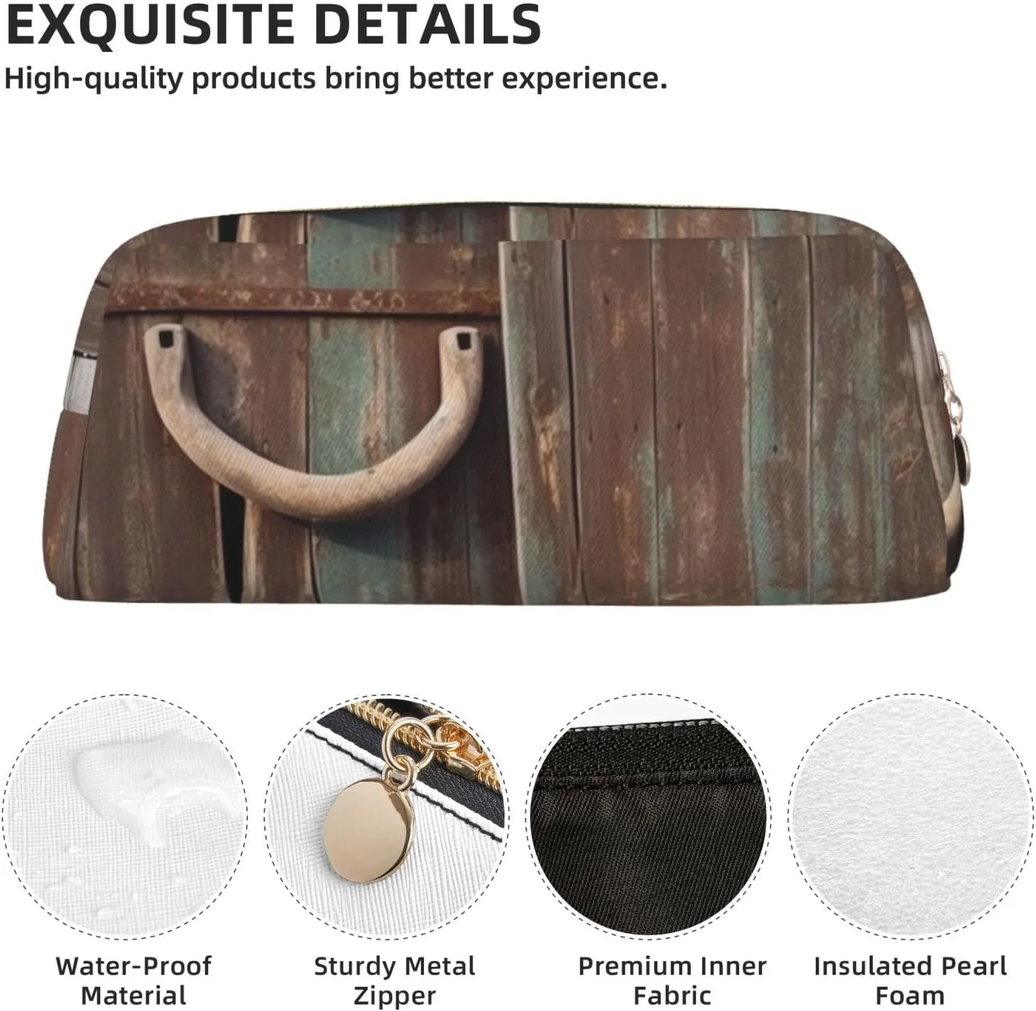 Rustic Horseshoe Barn Wooden Makeup Bag for Women Men Pencil Pouch Travel Small Cosmetic Bag Zippered Toiletry Bags Aesthetic Pen Bags Trendy Storage Bags Leather Coin Pouch Purse