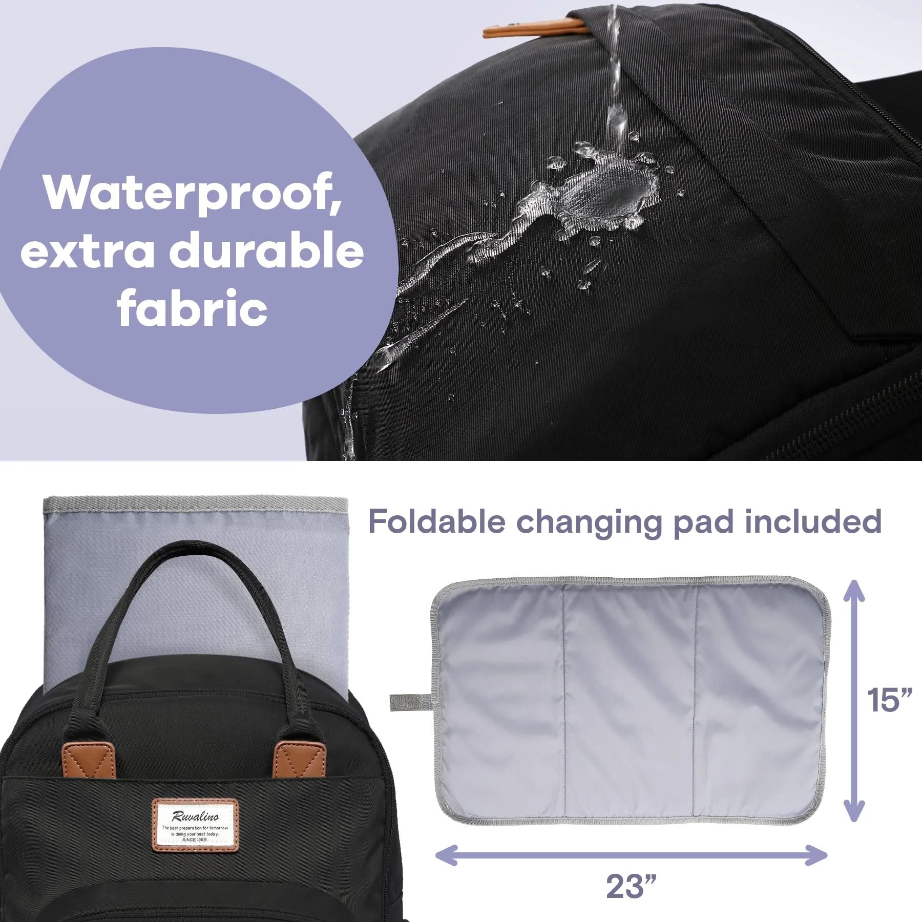 Ruvalino Classic Diaper Bag Backpack - Black
