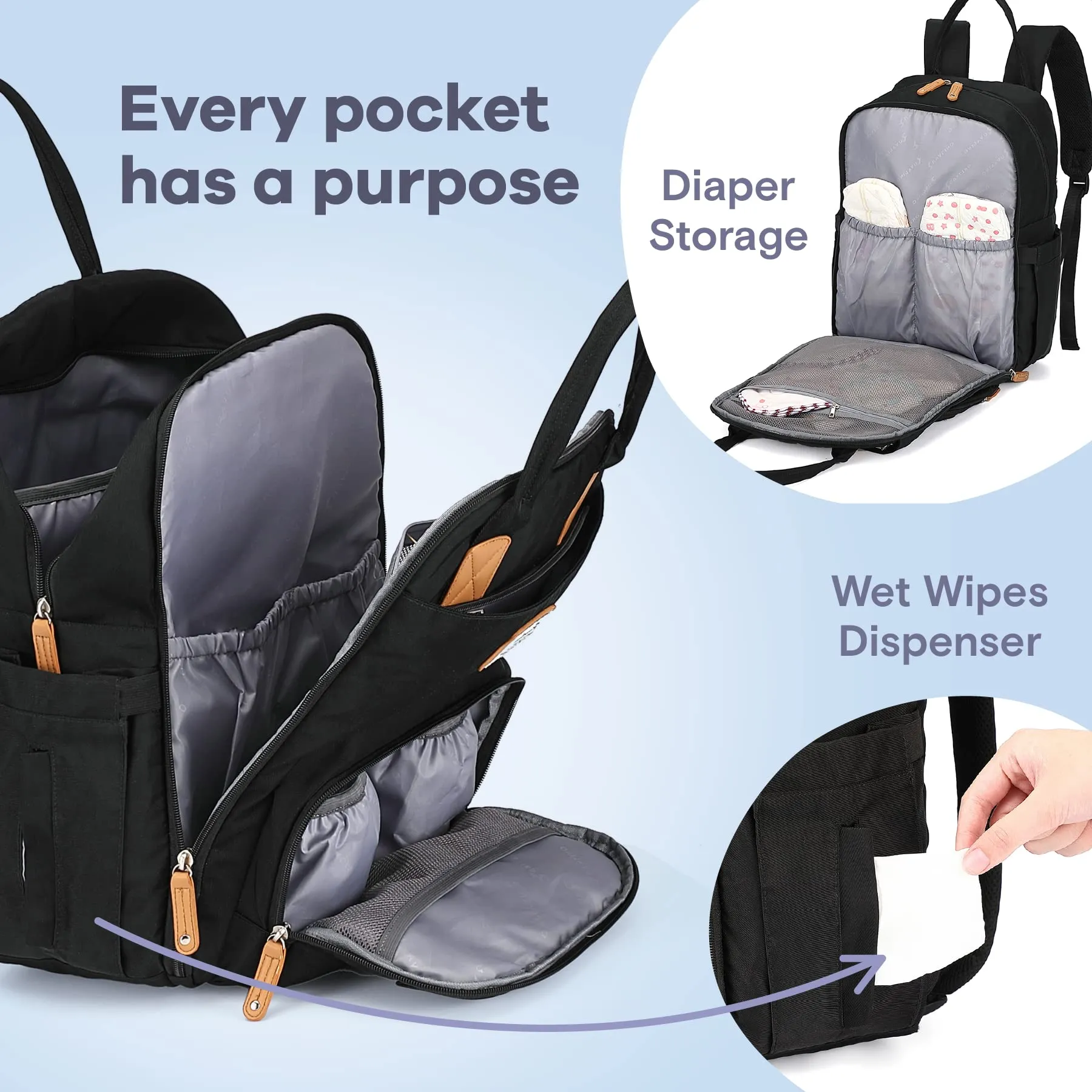Ruvalino Classic Diaper Bag Backpack - Black